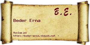 Beder Erna névjegykártya